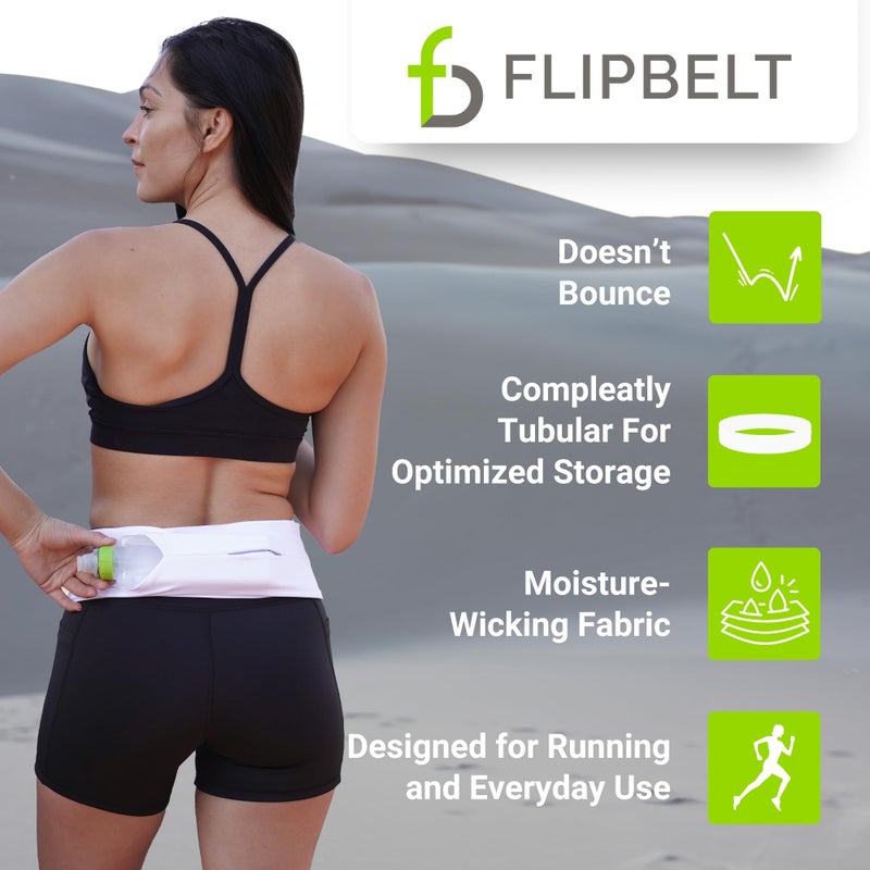 FlipBelt حزام فليب بيلت الكلاسيكي للجري للهاتف والإكسسوارات الصغيرة، حقيبة خصر للتمارين للنساء والرجال، L، أصفر نيون عاكس - Image 3
